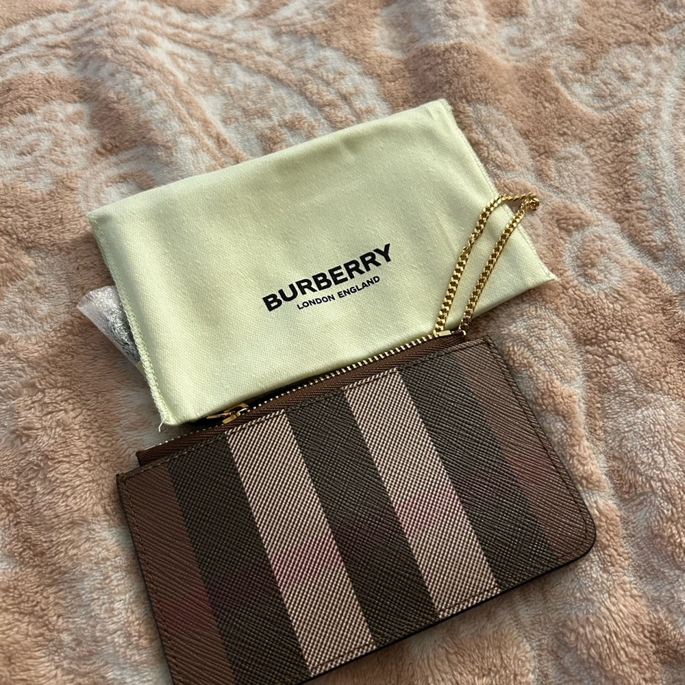 Burberry NWT check-print mini pouchette with original chain